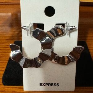 Funky Silver Half Hoop Earrings